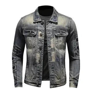 Retro men’s denim jacket; youthful Korean slim-fit jacket; handsome men’s evening jacket; trendy men’s outerwear jacket; suit