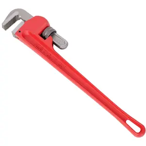 24" Heavy-Duty Adjustable Straight Pipe Wrench | Cast Steel, for Pipe Maintenance