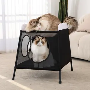 Elevated Cat Playpen & Resting Tent – Breathable Mesh Pet Activity Center with Raised Design for Indoor Use