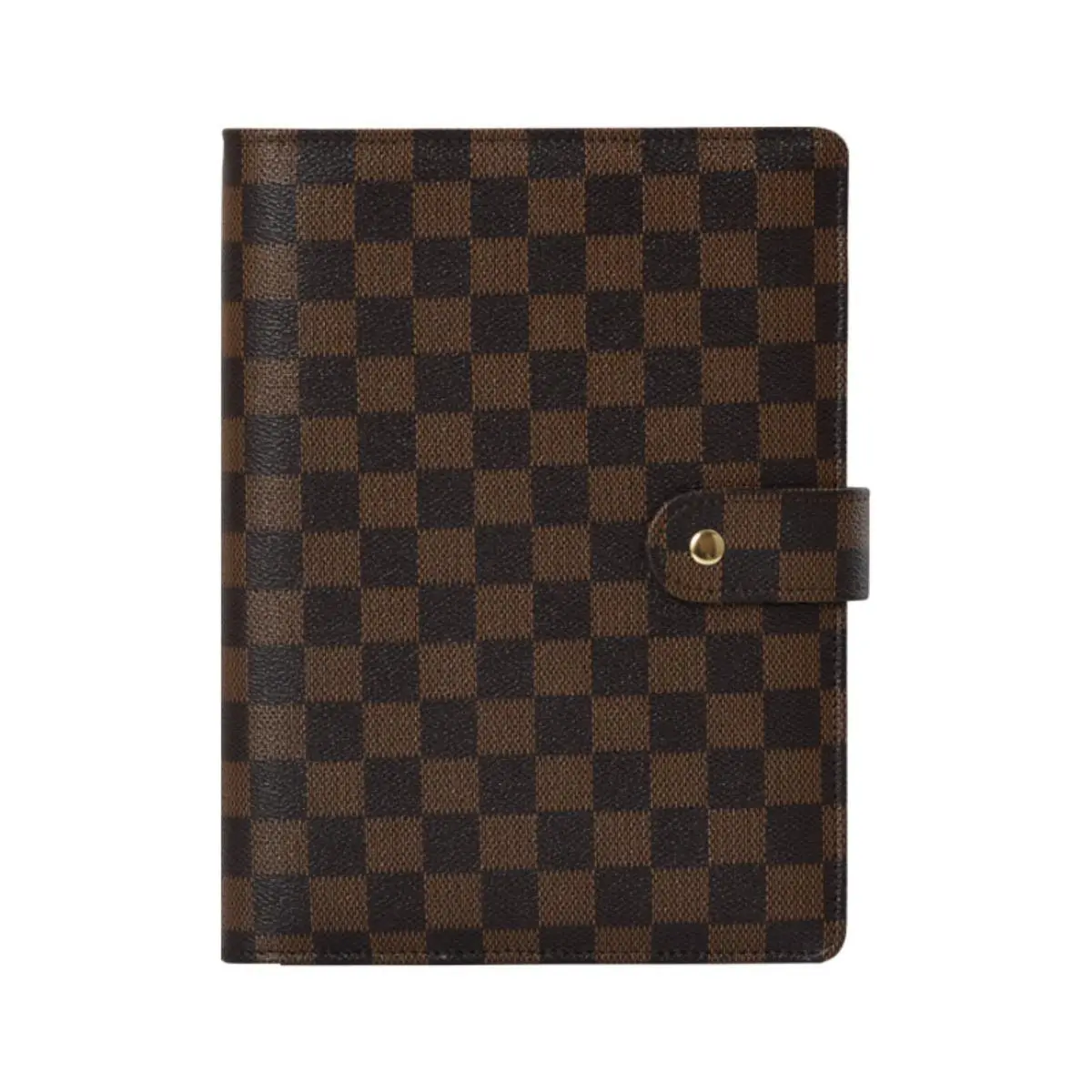 Checkered Leather A5 Six Ring Binder with Inside Page for School Office Personal Use Secure Closure Easy Page Flipping Compact Design