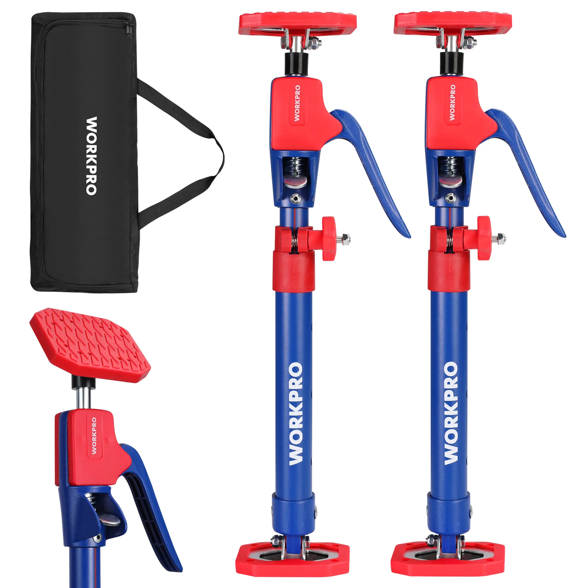 #LaborDay WORKPRO Cabinet Jack Support Pole, Steel Telescopic Quick Support Rod Adjustable 3rd Hand Support System with 154 lbs Capacity for Cabinet Jack, Drywall Jack& Cargo Bars, 2-PackSurfoze