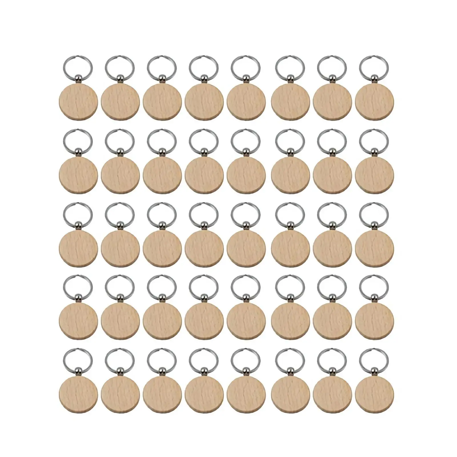Baby & Maternity 40Pcs 40mm Diameter Silver Blank Round Wooden Keychains, Engravable DIY Key Tags, Ideal for Gifting, 40Mm In Diameter