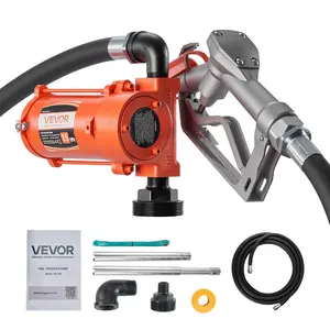 【Summervibes】VEVOR Fuel Transfer Pump, 12V DC 15 GPM, Cast Iron Diesel Transfer Pump Kit, with Manual Nozzle, Discharge Hose, Overheat Protection, Power Cable, Explosion-Proof, for Gasoline Diesel Kerosene & More