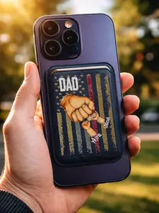 Personalized Dad Gift Wallet | Custom Name MagSafe Card Holder | Unique Father Gift Idea | iPhone Leather Wallet