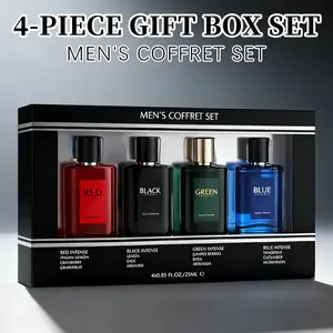 4-Piece Set, Men's Eau De Toilette Spray Gift Box, Long Lasting Fragrance, 4 Different Flavor, Perfect For Holiday Gifts, Dating, Daily Life, Parties, 0.85 Fl Oz/bottle Cologne Mini Perfumes Green