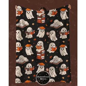 Ghostie Readers Plush Blanket: Spooky Book Lover Blanket