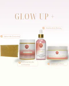 CORAL ESSENCE GLOW UP + - Includes Curcuma Soap Exfoliating Cream Anti-Stretch Marks Oil & Glow Up Lotion for Radiant Skin
