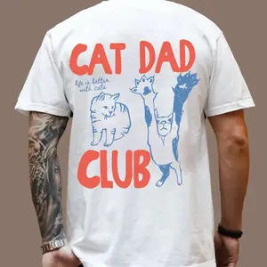 Cat Dad Shirt, Cat Dad Tee Unisex, Cat Dad Club TShirt, Back Design Tee Funny Cat Shirt, Cat Lover, New Cat Dad Shirt, Pet Parent