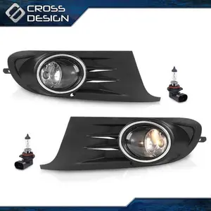 CROSSDESIGN Bumper Fog Lights w/ Switch + Bulbs Fit For 10-14 Golf MK6 TDI Jetta Sport Wagon