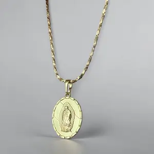 14k Gold Plated Virgin Mary Necklace - Elegant Religious Jewelry for Women