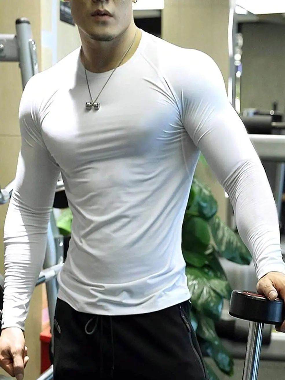 Men's Long Sleeve Compression Shirt Quick-Dry Athletic Gym Top for Muscle Training and Fitness Sports
