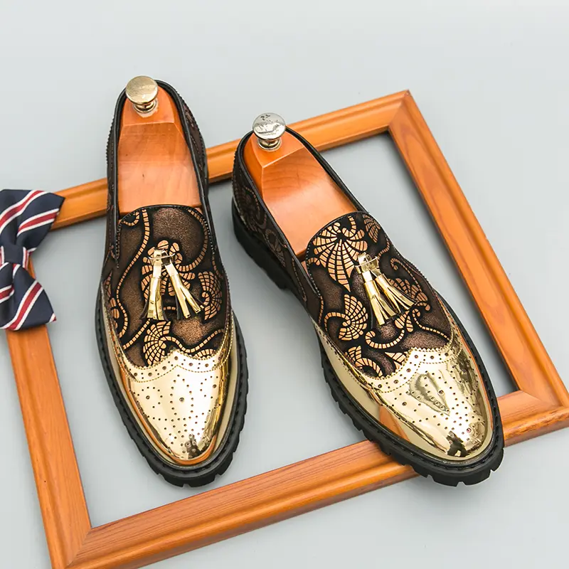 Men’s fashion loafers, luxurious round-toe slip-on dress shoes with non-slip raised sole tabs, suitable for business work and everyday casual wear.