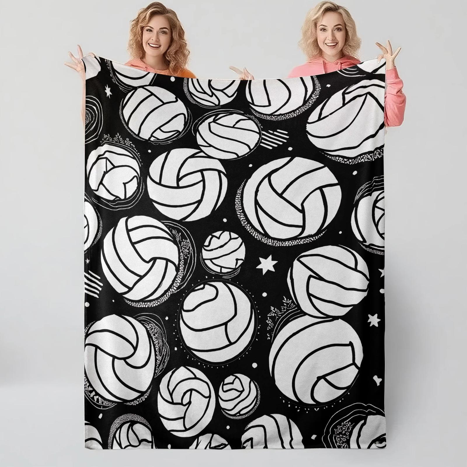 Volleyball Pattern Warm Blanket for Outdoor Sports and Leisure Soft Comfortable Ideal for Sports Enthusiasts and Fans Perfect Christmas or New Year Gift，baseball lover lightweight comfort sofa bed office travel