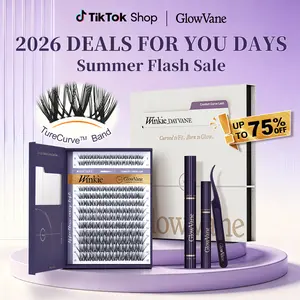 GlowVane TrueCurve Lash Clusters Kit Cluster Eyelash Extensions Kit C Curl 0.03mm Wispy Eyelash Clusters Kit with Invisible Band Mix 8–18mm DIY Individual Lash Extension Kit (Winkie)