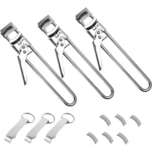 Household daily necessities 3-Pack Adjustable Stainless Steel Jar Opener - Multifunctional Jar Opener for Weak Hands, Seniors with Arthritis - Includes Keychain Opener - Opens Jars, Bottles, Containers Easily,Kitchen Accessories