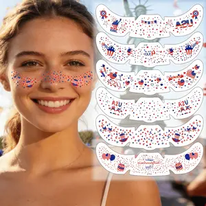 6 Pcs American Independence Day 250th Anniversary Face Tattoos, Blue Party Gifts, Body Art Decorative Fake Tattoos
