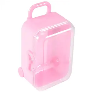 Pink mini roller travel suitcase candy box personality creative wedding candy box luggage trolley case candy toy small storage box