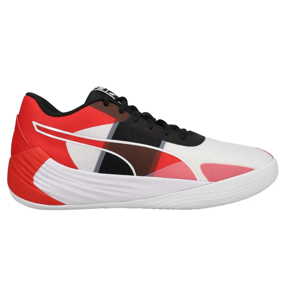 PUMA Mens Fusion Nitro Team Basketball Sneakers Shoes - Red, White