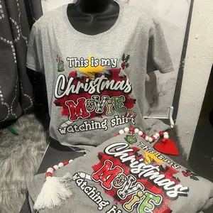 Christmas Movie Blanket and t shirt Cotton Crew Neck