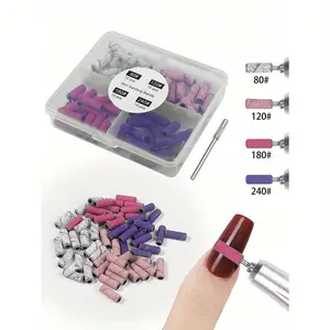 60pcs 4Grits With Mini Mandrel Nail Art 3mm Mini Grinding Sand Ring Bands Set Electric Grinding Machine Nail Grinding Head Nail