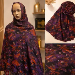 Female Fashionable Scarf - Royal Amethyst Patchwork Details, Lightweight Luxury Casual Everyday Accessory