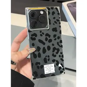 JKA Black Leopard Print Phone Case Compatible With Iphone Phone17promax/15promax/12/13promax/14pro/14promax/14plus The Square Design Is Fashionable And Attractive. It Is The Choice As A Gift For Friends.