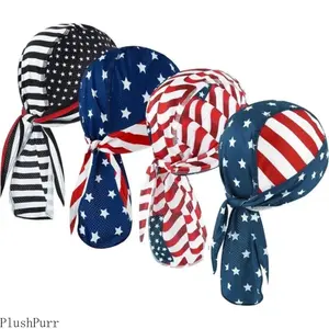 4-Pack Men's Do Rags Skull Caps, Sweat-Wicking Breathable Helmet Liner Beanies, Comfortable Modern Head Wrap Bandanas for Motorcycle, Outdoor Sports Daily Wear