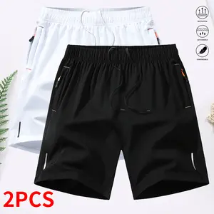 2-piece set,  zipper pocket thin  quick drying fabric , summer ice silk beach , ice fast drying sports and leisure pants, basketball , reflective strip design,  wear, plain pants, suitable for running and fitness