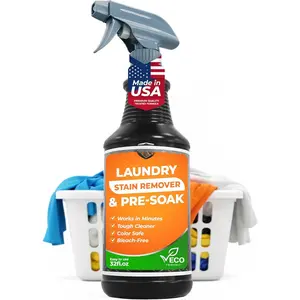 Laundry Stain Remover & Pre-Soak  - 32 fl oz - Industrial Strength Fabric Spot Cleaner - Removes Oil, , , Pet, Grass,  - Pre-Wash  - Color Safe, Non-