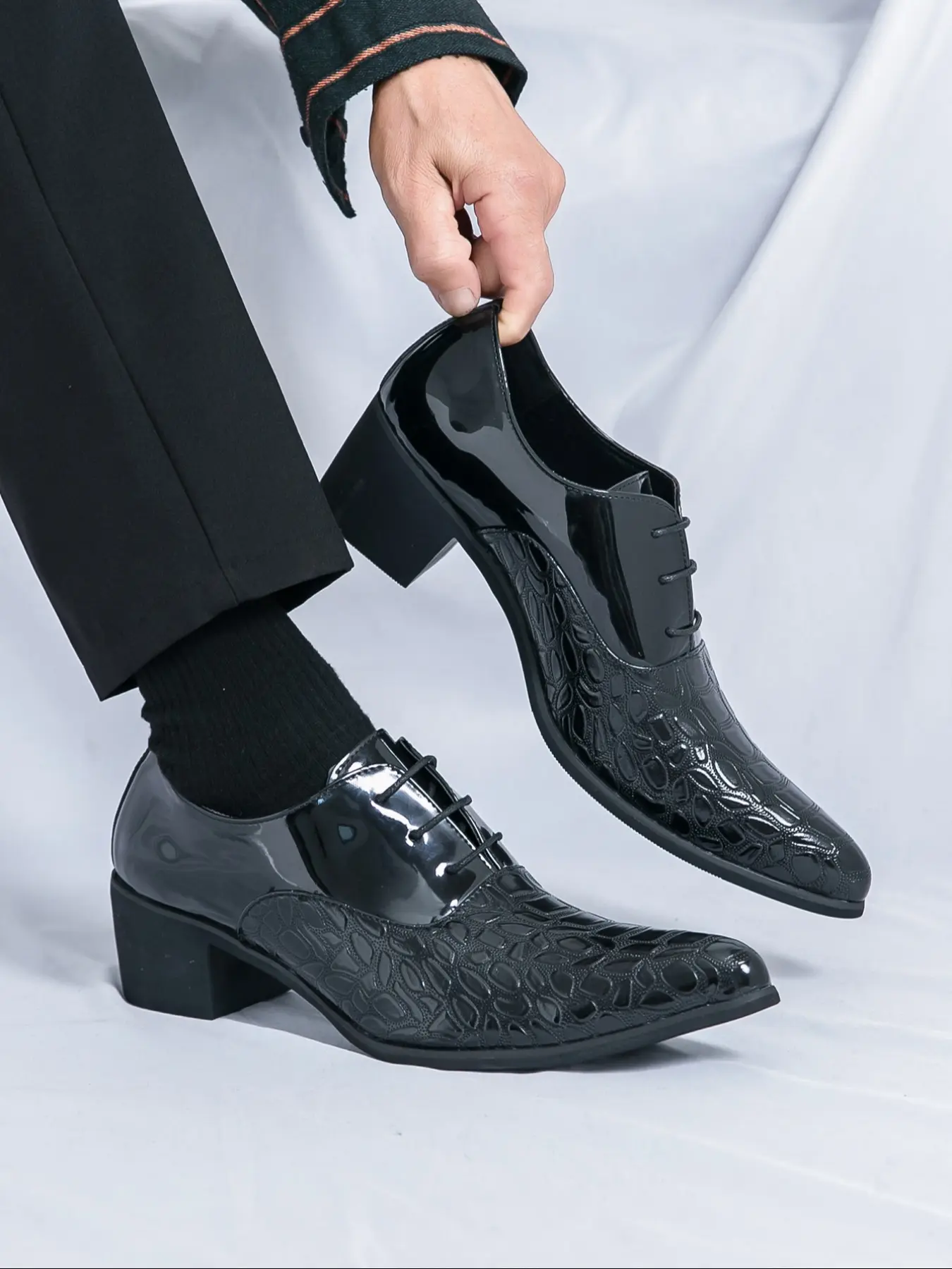 Men's High Heel Pointed Toe Shoes, Fashionable Trendy Party Nightclub Hairdresser Shoes, Stylish Men's Footwear for Special Occasions