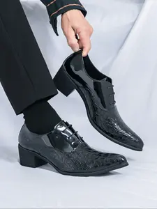 Men's High Heel Pointed Toe Shoes, Fashionable Trendy Party Nightclub Hairdresser Shoes, Stylish Men's Footwear for Special Occasions