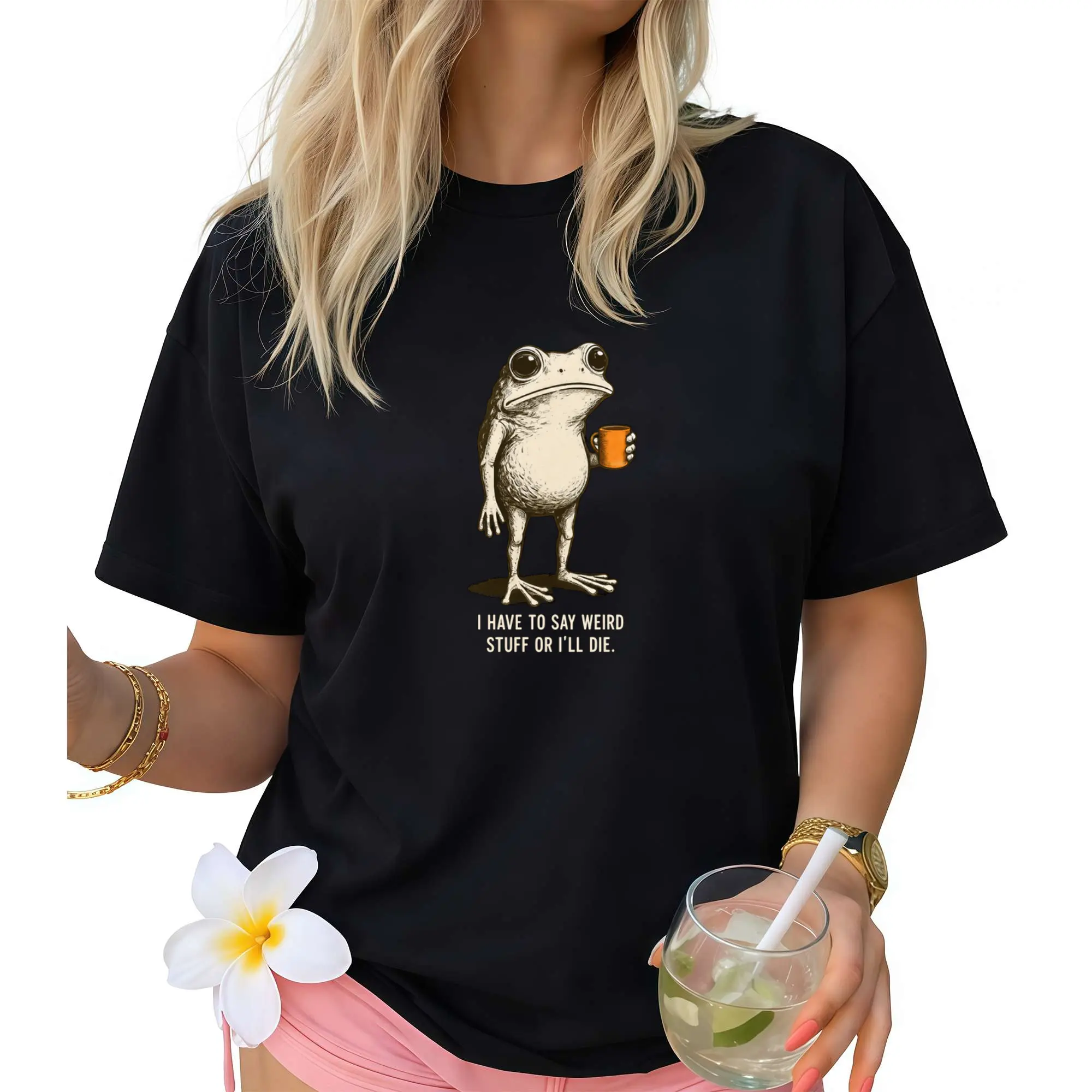 Women's Oversized Vintage Graphic T-Shirt - Retro Streetwear Casual Top with Soft Eco-Friendly Stretch Cotton Fabric, Round Neck, Relaxed Fit, Eye-Catching Print for Women Who Love Comfortable Daily Wear, Tshirt