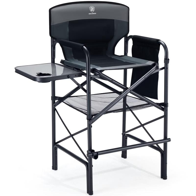EVER ADVANCED Oversized Heavy-Duty Padded Polyester Folding Camping Chair - Lightweight Foldable Space-Saving Collapsible Outdoor Chair with Cup Holder, 400lbs Capacity for Unisex Adults' Fishing