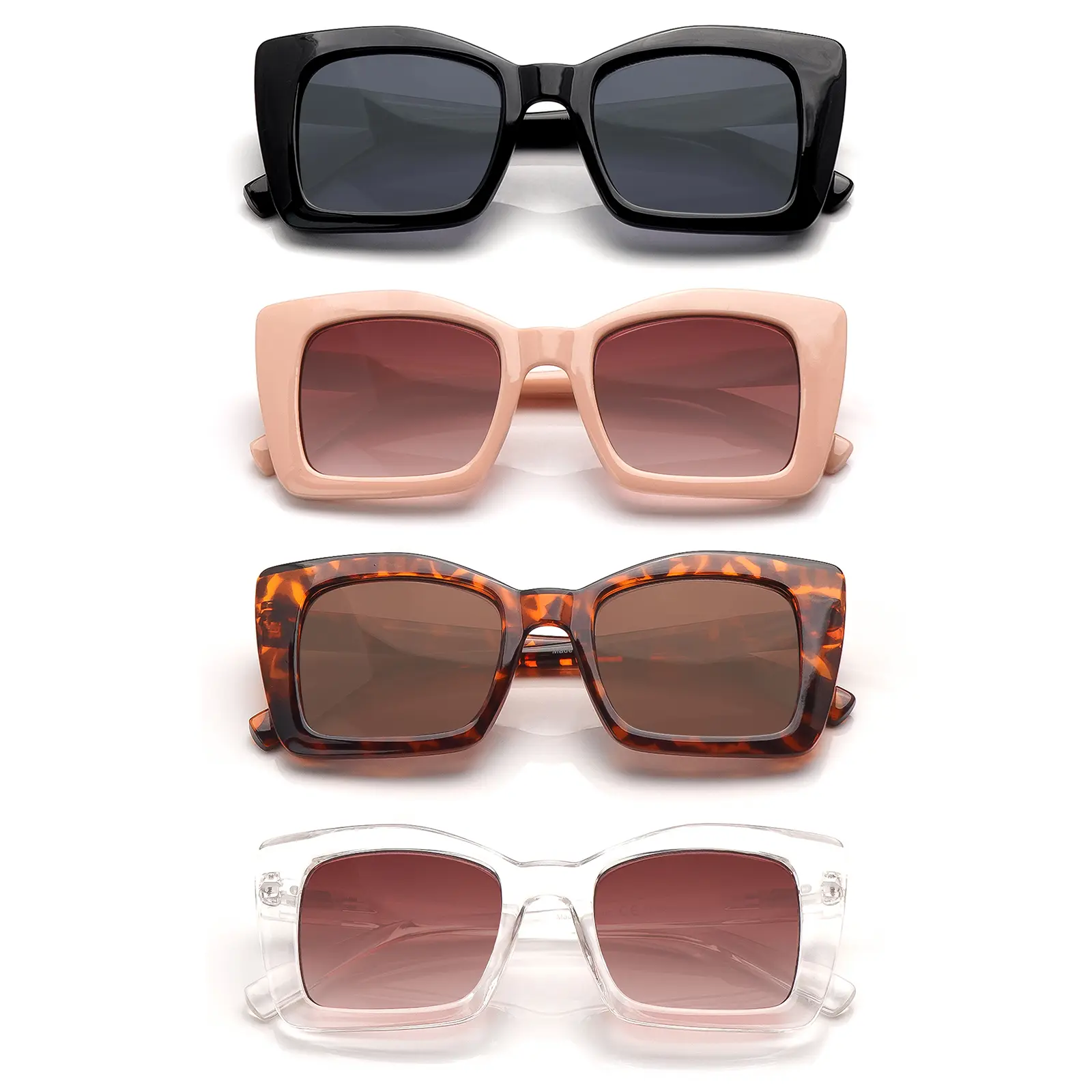 4-Piece Sun Protection Blue Light Reading Glasses For Women Large Frame, Fashion Statement Unique Spring Hinge Design Ideal For Outdoor, Vacation, And Everyday Use
