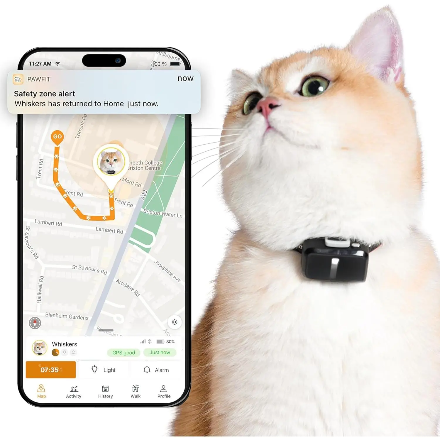 Lite for Cats 4g GPS Tracker |   Ultra-Small (<18g) Design |   Real-Time Tracking |   Activity Monitoring |   Location History |   Unlimited Range |   Safe