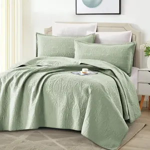 3pcs Quilt Set Bedspreads(Incude 2 Pllowcases) Lightweight Microfiber Bedspread - Moder Style Coin Patter Coverlet Soft And Skin-Friendly Quilt Anti-Allergy And Machine Washable Suitable For School Dormitories