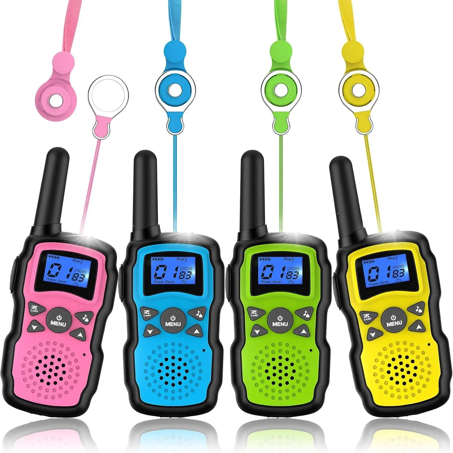 SUNDAY MIRTH Wishouse 4-Pack Kids' Walkie Talkies - Long-Range Family Radio with Kids Outdoor Play, Auto Sleep, Built-In Flashlight, Child-Safe Design, Hands-Free VOX, Birthday/Xmas Gifts for 4-8 Year Olds (No Battery, No Charger)