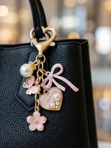Sweet Style Flower Pearl Keychain/Bag Ornament, Bag Charm Keychain, Embellished With Flowers, Bows, And Imitation Pearls, Suitable For Hanging Bags, Keys, Headphone Cases, Suitcases, Fashion Bag Charms
