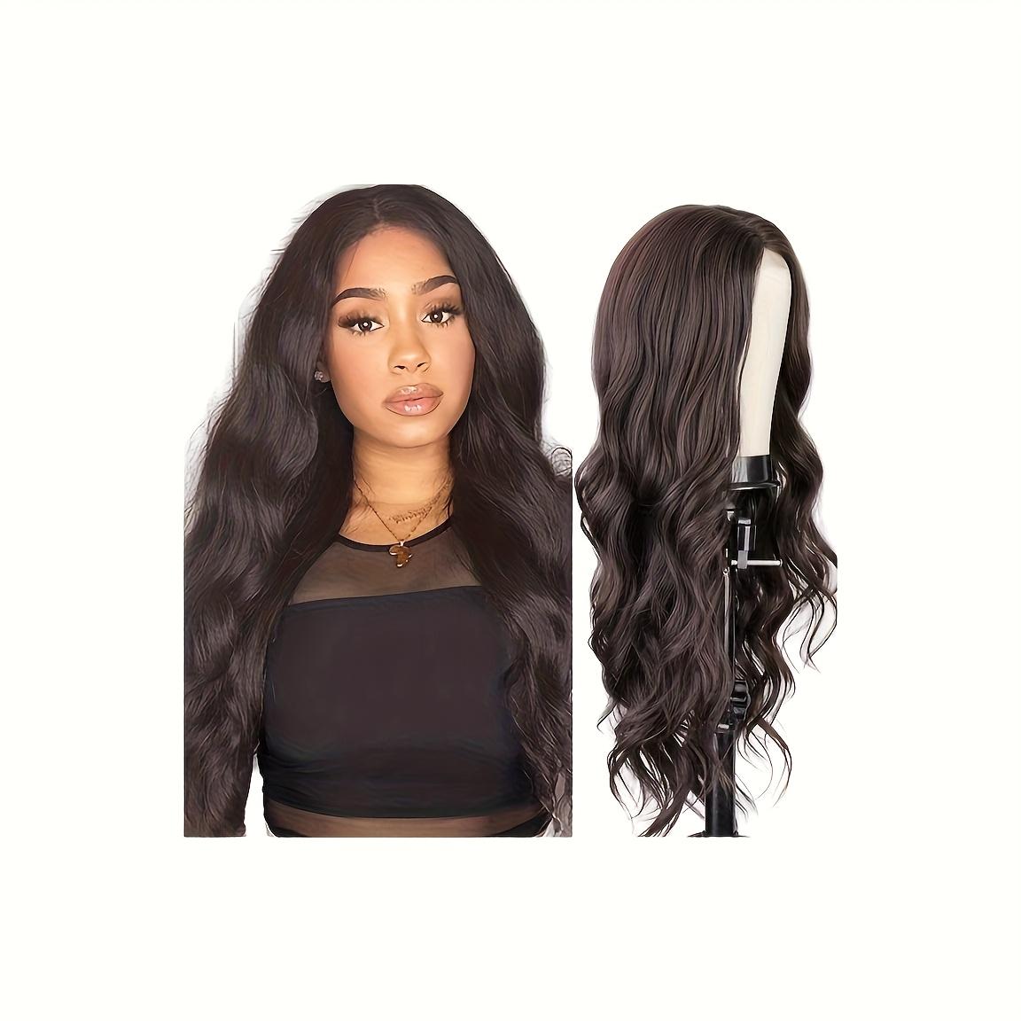 Long Black Wavy Wig 26in Heat-Resistant Synthetic Fiber Natural Look Soft Big Waves Full Volume Adjustable Cap for Women Comfortable Versatile Appearance
