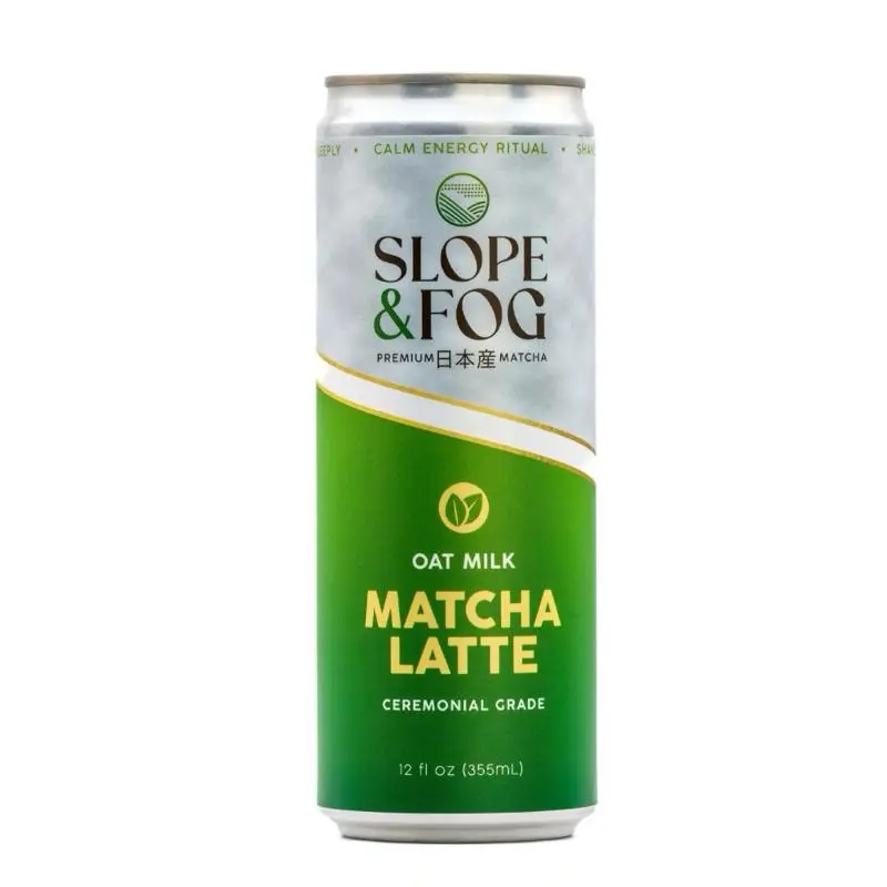 Slope & Fog Oat Milk Ready-To-Drink Matcha Tea Latte, 355 ml Dairy-Free All Natural Canned Beverage, Premium Cupboard-Stable Drink for Adults