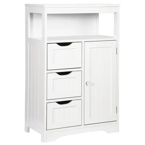 Segawe Modern Sturdy Wood Freestanding Organiser Storage Cabinet - 21.85x11.61", 3 Drawers, 1 Door, Adjustable Shelf, Cupboards Cabinets, Space-Saving for Small Spaces - Bathroom Accessories, Room Storage (Entryway)