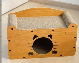 C-Shaped Sofa-Side Cat Scratcher & Bed – 2-in-1 Dual-Layer Villa with Wear-Resistant, No-Debris Design for All-Season Use
