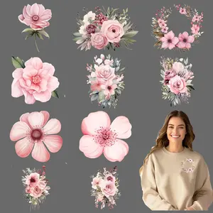 Flower Pattern Iron on Transfer Sticker, 12pcs/set Washable Heat Transfer Designs, DIY Decals for Clothes, T-shirt, Mask, Jeans, Backpack