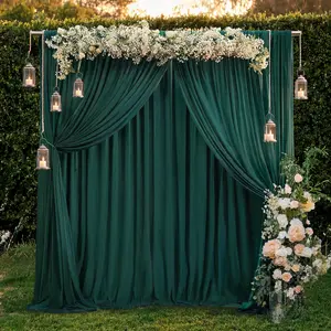 10 Pack 5x10ft Dark Green Draping Backdrop Curtains, Soft Polyester Fabric with Liquid-Like Movement for Romantic Wedding, Party, Bridal Shower, Photography