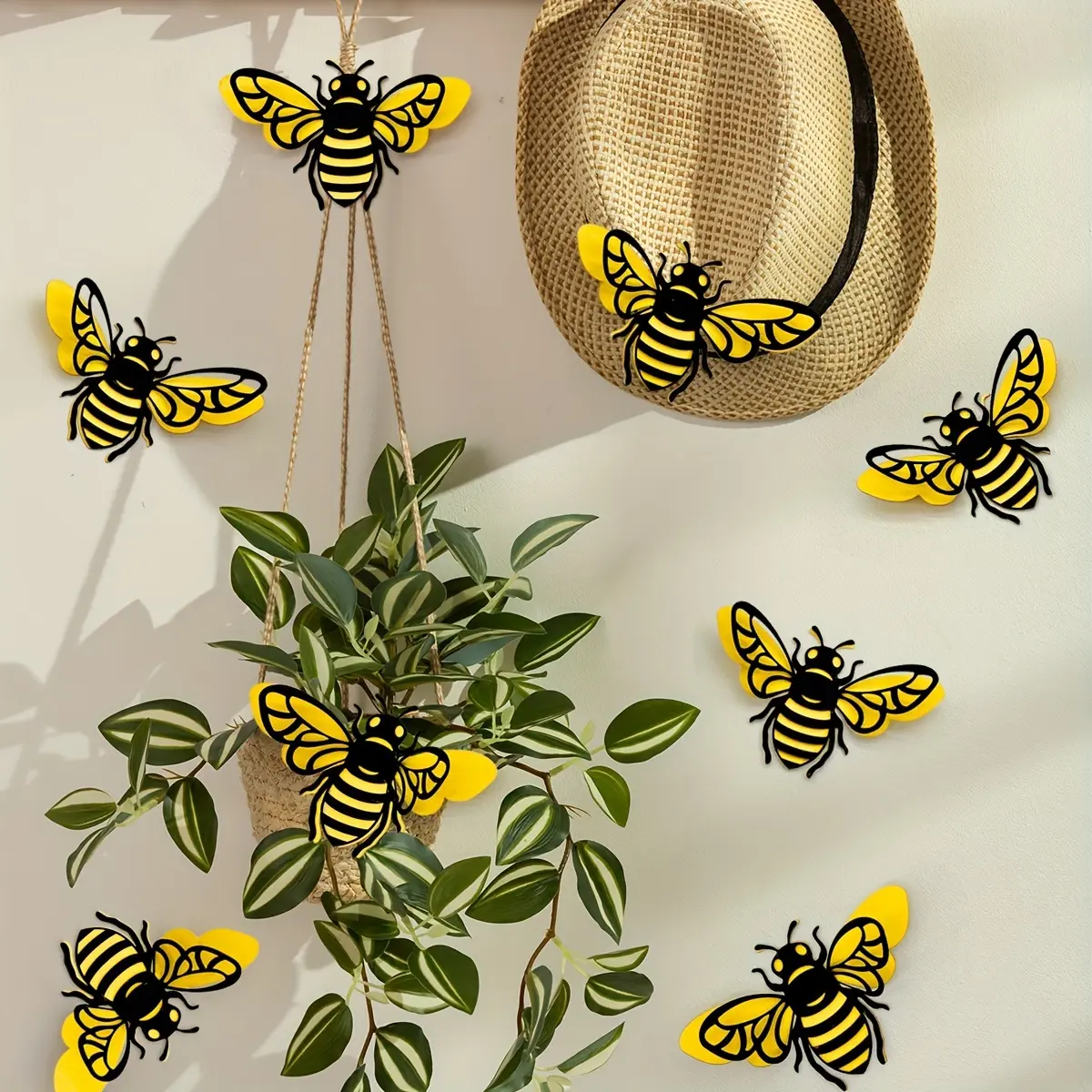 Set of 6 3D Bee Decorative Stickers, Sticker Haul, DIY Home Decoration, Realistic Bee Decals, Graphic Decal, Double Layer Bees, Ca Prop 65 Compliant