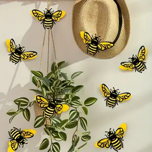 Set of 6 3D Bee Decorative Stickers, DIY Home Decoration, Realistic Bee Decals, Double Layer Bees, Ca Prop 65 Compliant