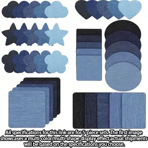 High-Quality Denim Patch Kit, 5 Colors, Set of 5 Pieces, Iron-On & Self-Adhesive Design, Ideal For Diy, Ideal DIY Clothing Repair, Durable Fabric Application