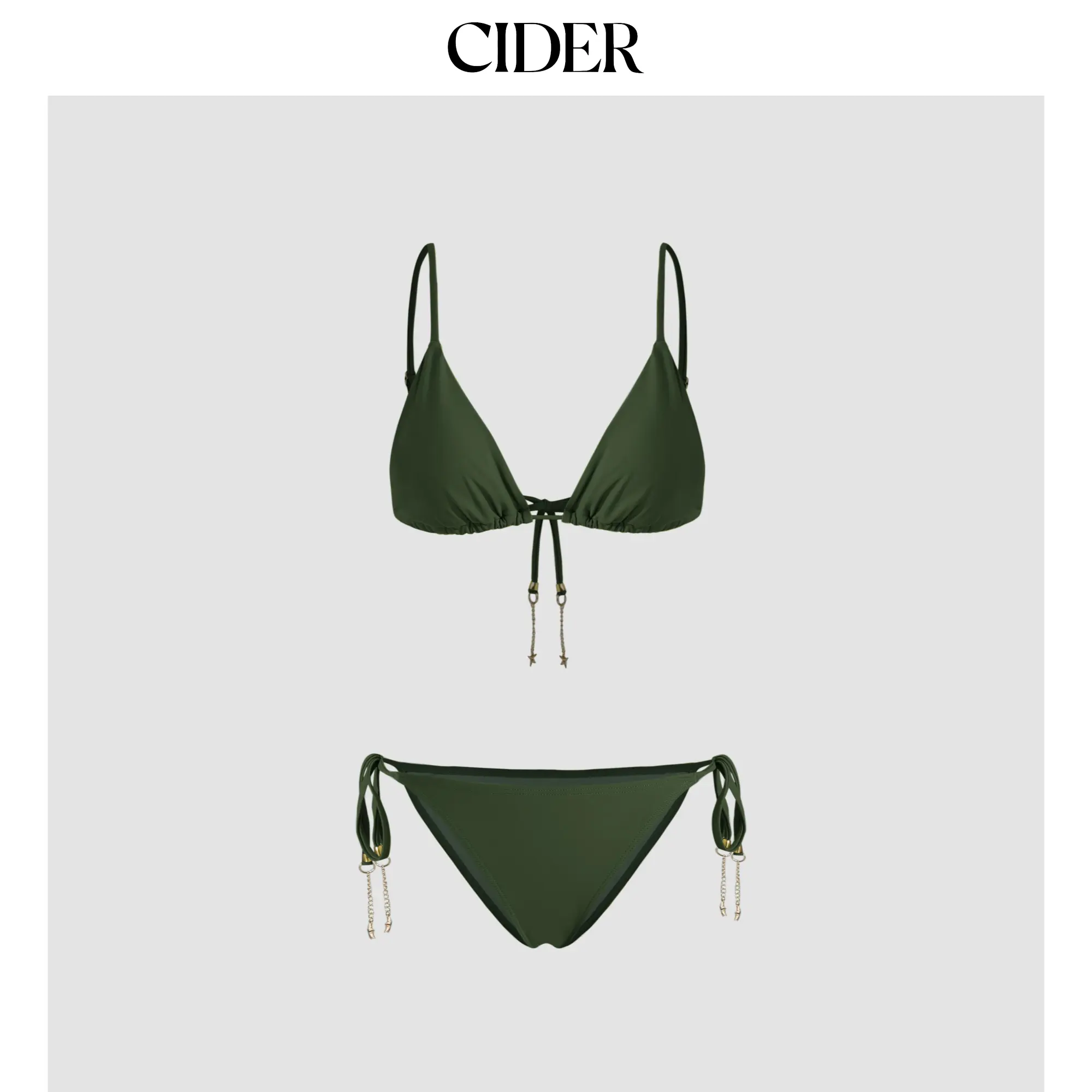 Cider [10 colors, size 2-10] Starfish Chain Detail Knotted Triangle Bikini Set