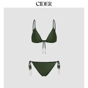 Cider [10 colors, size 2-10] Starfish Chain Detail Knotted Triangle Bikini Set