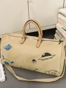 Large capacity travel tote bag, solid color handbag, zipper closure pattern, fashionable and versatile, casual and simple, suitable for college students, business trips, fitness, men's and women's travel bags, Travel Duffle Bag
